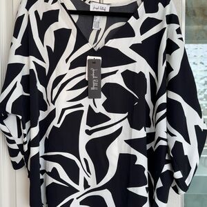 Joseph Ribkoff Black and White Abstract Blouse